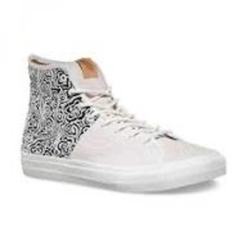 Vans Sk8-Hi Decon Reissue Italian Weave Suede Paisley Hi-Top Mens 12 White Black